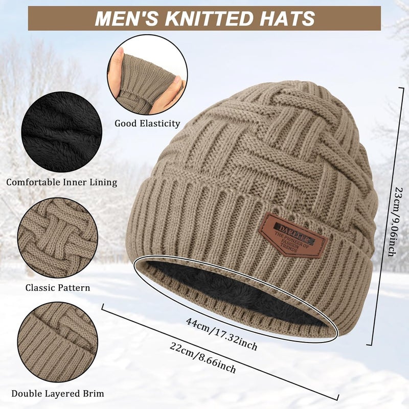 Darller Mens Winter Hats Scarf for Men with Touchscreen Gloves Warm Long Scaves and Skull Caps Beanie Hat Gloves Set - Image 2